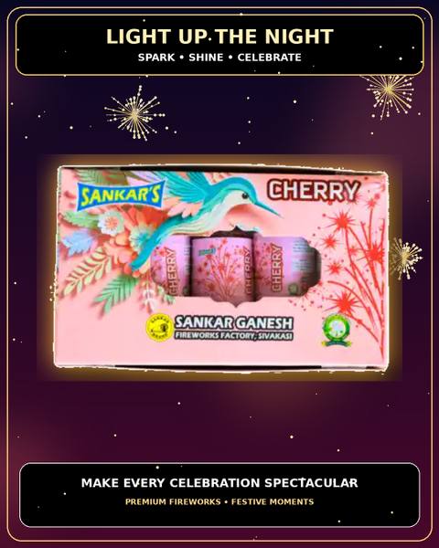 Cherry red — Fountains from True Value Crackers, Sivakasi