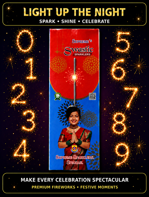 1 to 9 Numeric Sparklers — Fancy Sparklers from True Value Crackers, Sivakasi