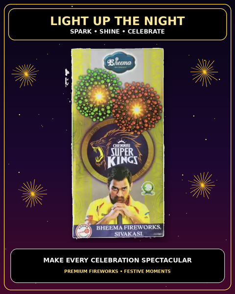 IPL series - 4 INCH FANCY - Chennai Super Kings — Fancy Novelties from True Value Crackers, Sivakasi