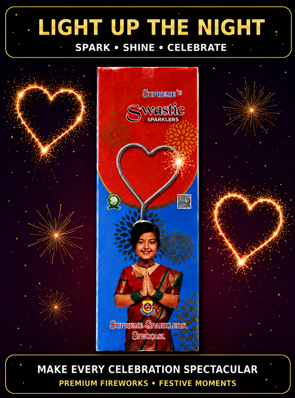 Heart Shape Sparklers (Three Different Colours) — Fancy Sparklers by True Value Crackers
