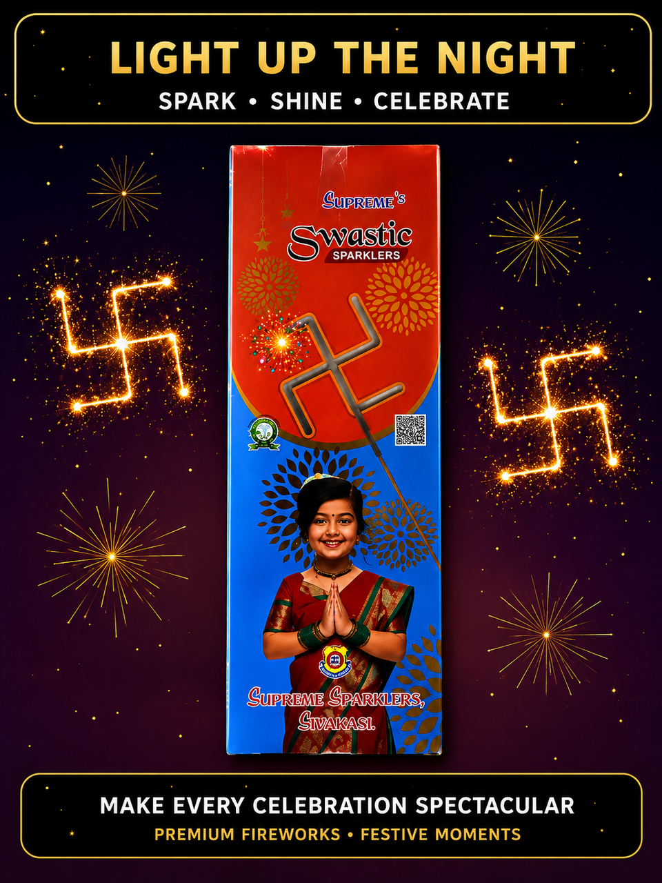 Swastik Shape Sparklers — Fancy Sparklers by True Value Crackers