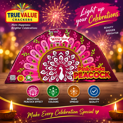 Pink Bada Peacock — Fountains from True Value Crackers, Sivakasi
