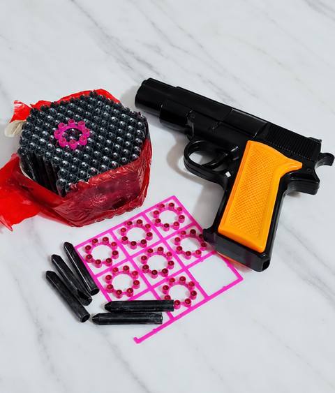 Gun + Ring cap 5 + Flying bullet 100 (Must Try) — Kids Special from True Value Crackers, Sivakasi